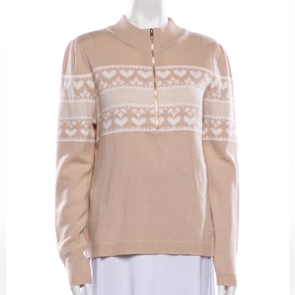 Generation Love Fair Isle Half ZipSweater Size L Tan